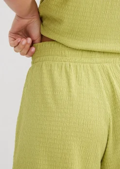 Short taille élastiquée en crêpe gaufré