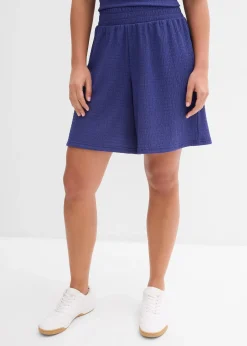 Short taille élastiquée en crêpe gaufré
