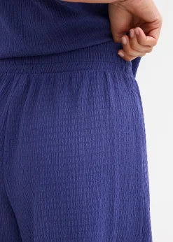 Short taille élastiquée en crêpe gaufré