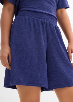 Short taille élastiquée en crêpe gaufré