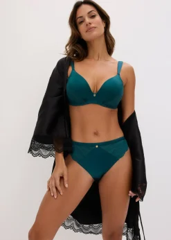 Slip en polyamide brillant avec dentelle