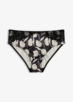 Slip Maxi en matière brillante avec dentelle