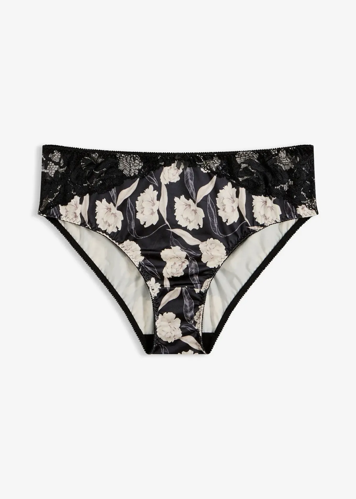 Slip Maxi en matière brillante avec dentelle