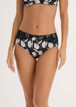 Slip Maxi en matière brillante avec dentelle