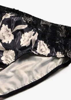 Slip Maxi en matière brillante avec dentelle