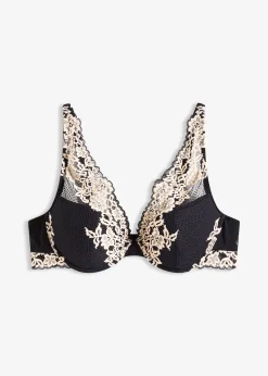 Soutien-gorge à coques en dentelle bicolore