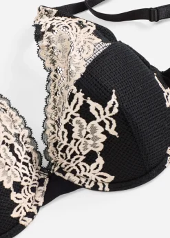 Soutien-gorge à coques en dentelle bicolore