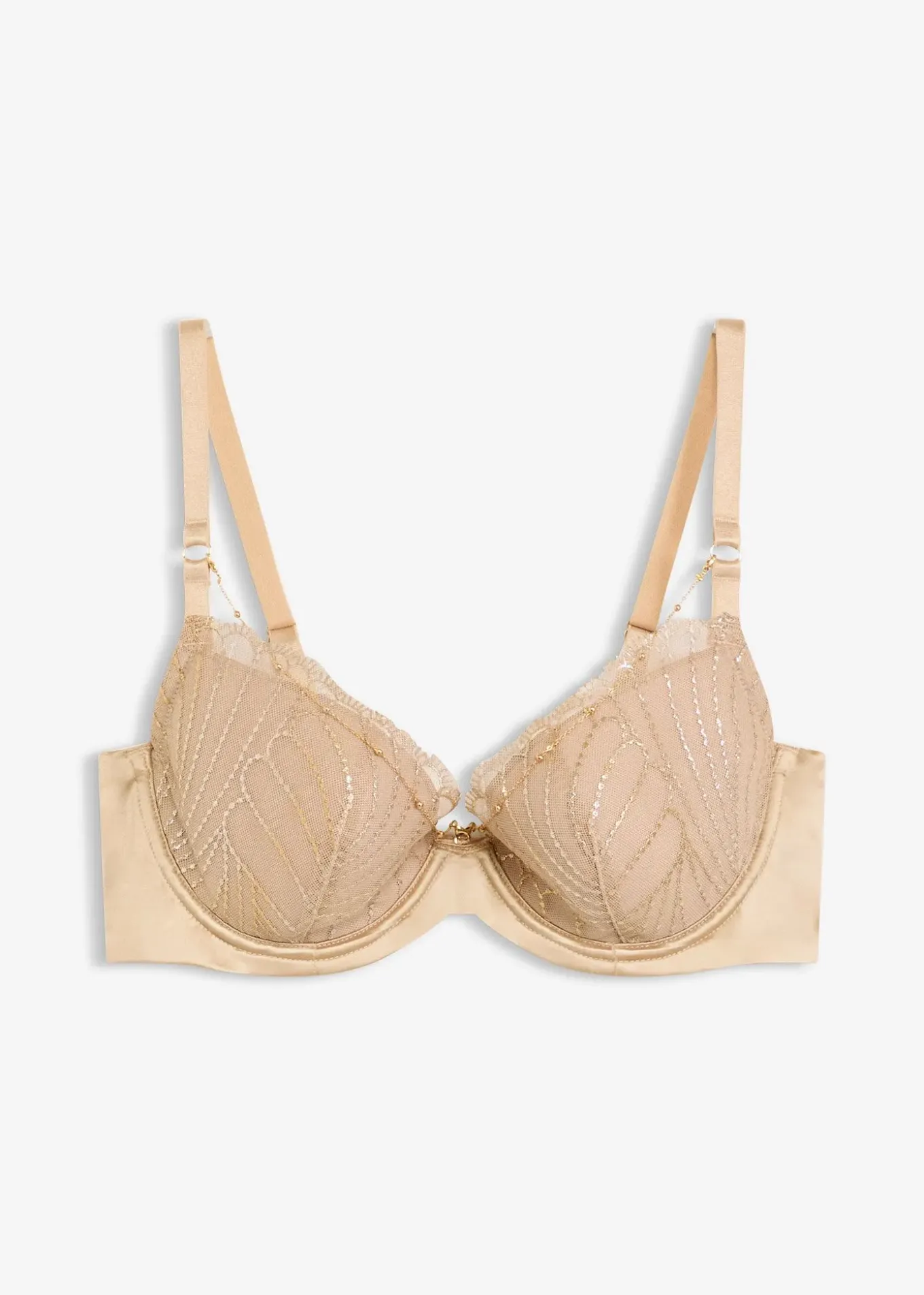 Soutien-gorge à coques et broderie, chaîne amovible