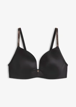 Soutien-gorge à coques et bretelles brillantes, sans armatures
