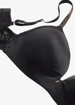 Soutien-gorge à coques et bretelles brillantes, sans armatures