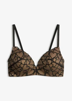 Soutien-gorge à coques sans armatures, dentelle cœurs