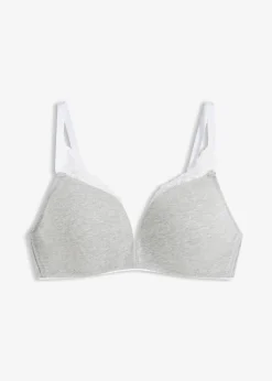Soutien-gorge à coques, sans armatures, en coton et dentelle