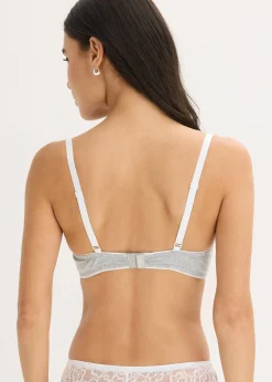 Soutien-gorge à coques, sans armatures, en coton et dentelle