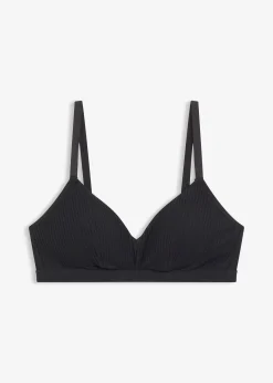 Soutien-gorge bralette rembourré, sans armatures, en coton côtelé