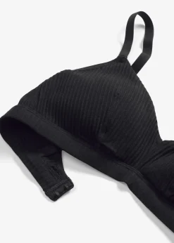 Soutien-gorge bralette rembourré, sans armatures, en coton côtelé