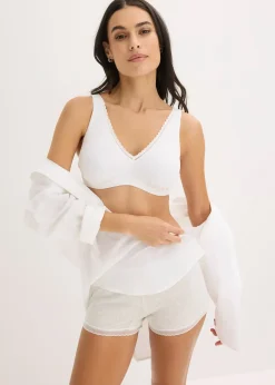 Soutien-gorge bralette rembourré en coton côtelé, sans armatures