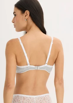 Soutien-gorge bralette sans armatures, coton et dentelle