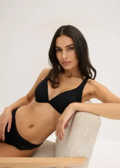 Soutien-gorge côtelé à coques, sans armatures