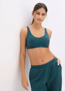 Soutien-gorge de sport en matière côtelée, maintien léger