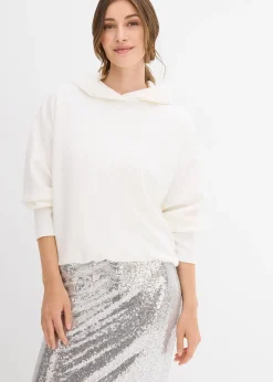 Sweat à capuche légèrement brillant en viscose mélangée