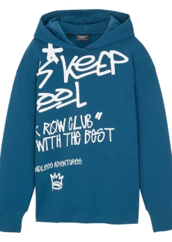 Sweat 100% coton à capuche et imprimé graffiti