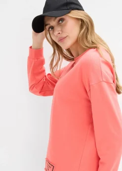 Sweat en coton mélangé, coupe courte devant longue derrière