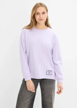 Sweat en coton mélangé, coupe courte devant longue derrière