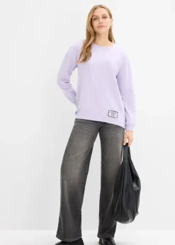 Sweat en coton mélangé, coupe courte devant longue derrière