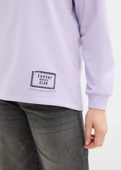 Sweat en coton mélangé, coupe courte devant longue derrière