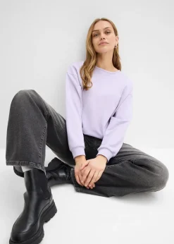 Sweat en coton mélangé, coupe courte devant longue derrière