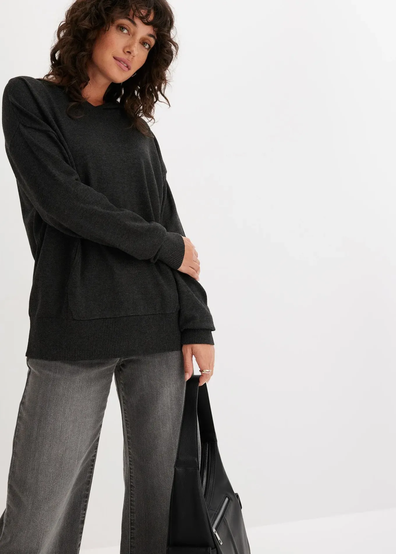 Sweat en maille à capuche et poche kangourou