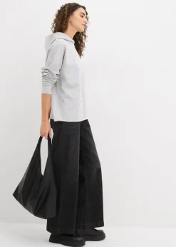 Sweat oversize à capuche et strass