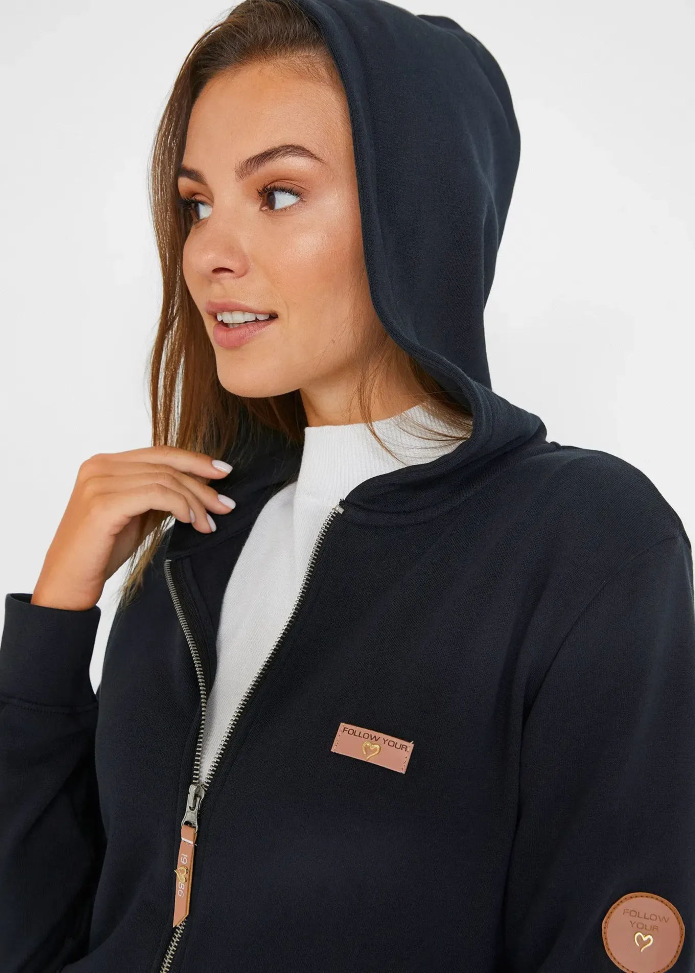 Sweat zippé à capuche, 100% coton