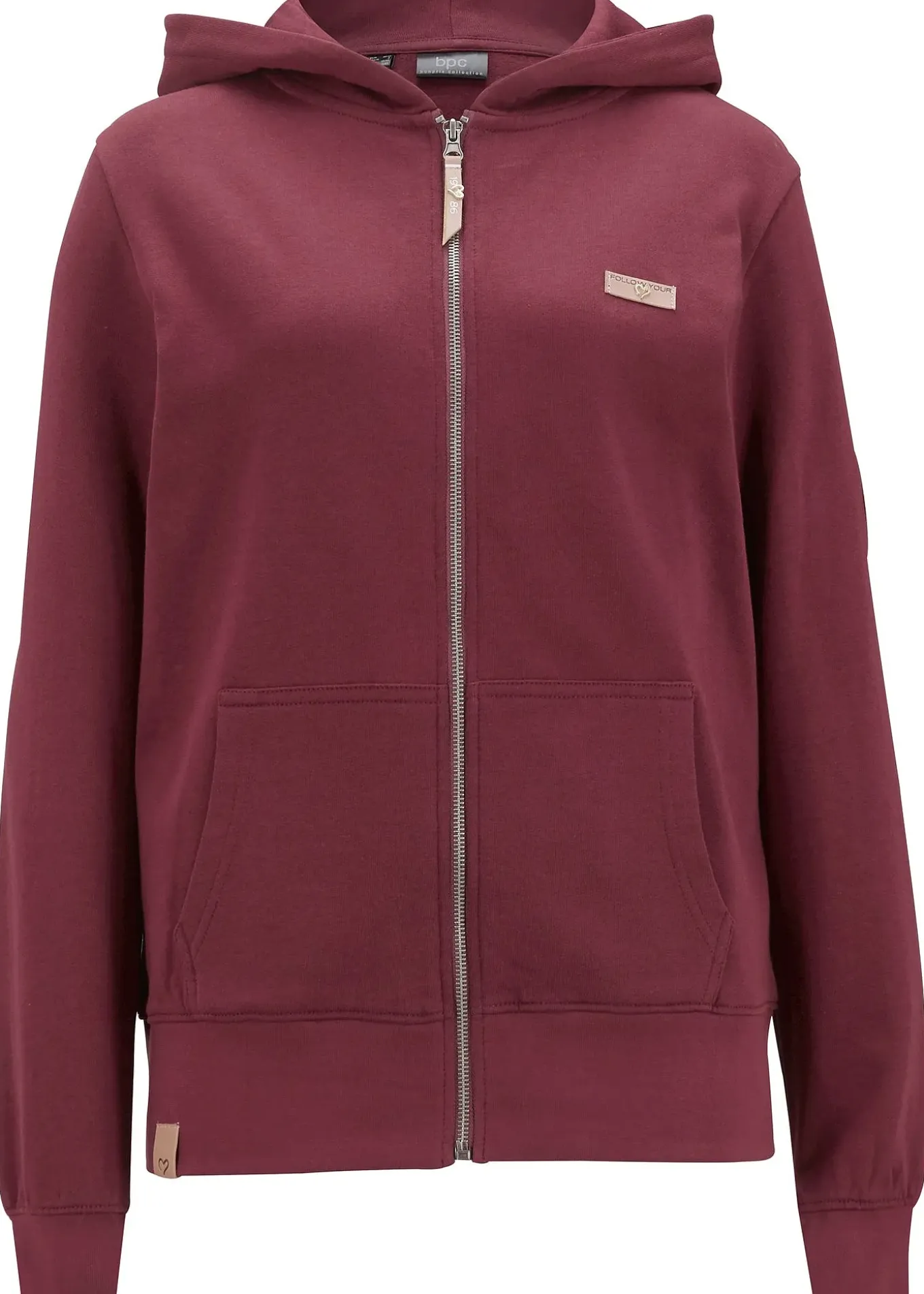 Sweat zippé à capuche, 100% coton