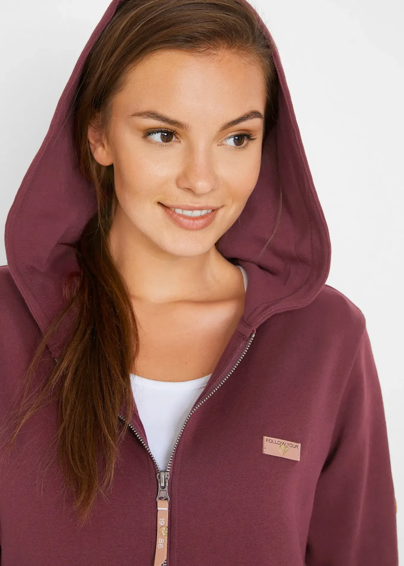 Sweat zippé à capuche, 100% coton