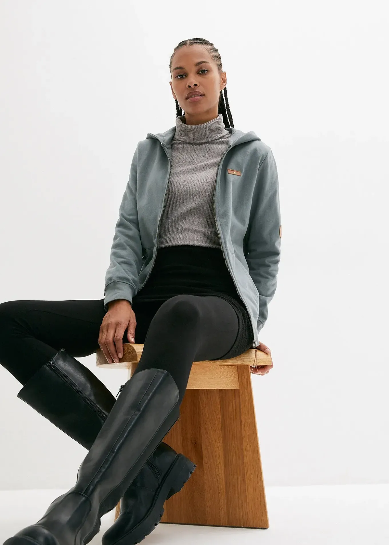 Sweat zippé à capuche, 100% coton