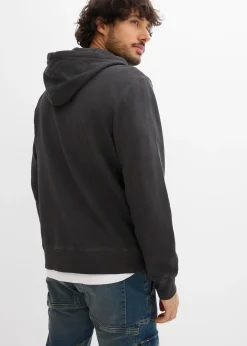 Sweat zippé à capuche, aspect délavé