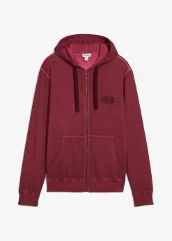 Sweat zippé à capuche, aspect délavé