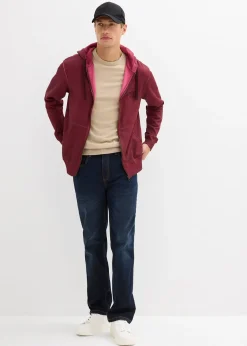 Sweat zippé à capuche, aspect délavé