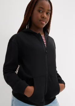 Sweat zippé à capuche en coton doux et extensible