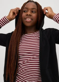 Sweat zippé à capuche en coton doux et extensible