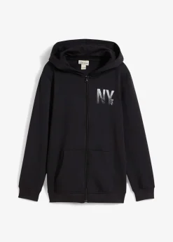 Sweat zippé à capuche en coton mélangé