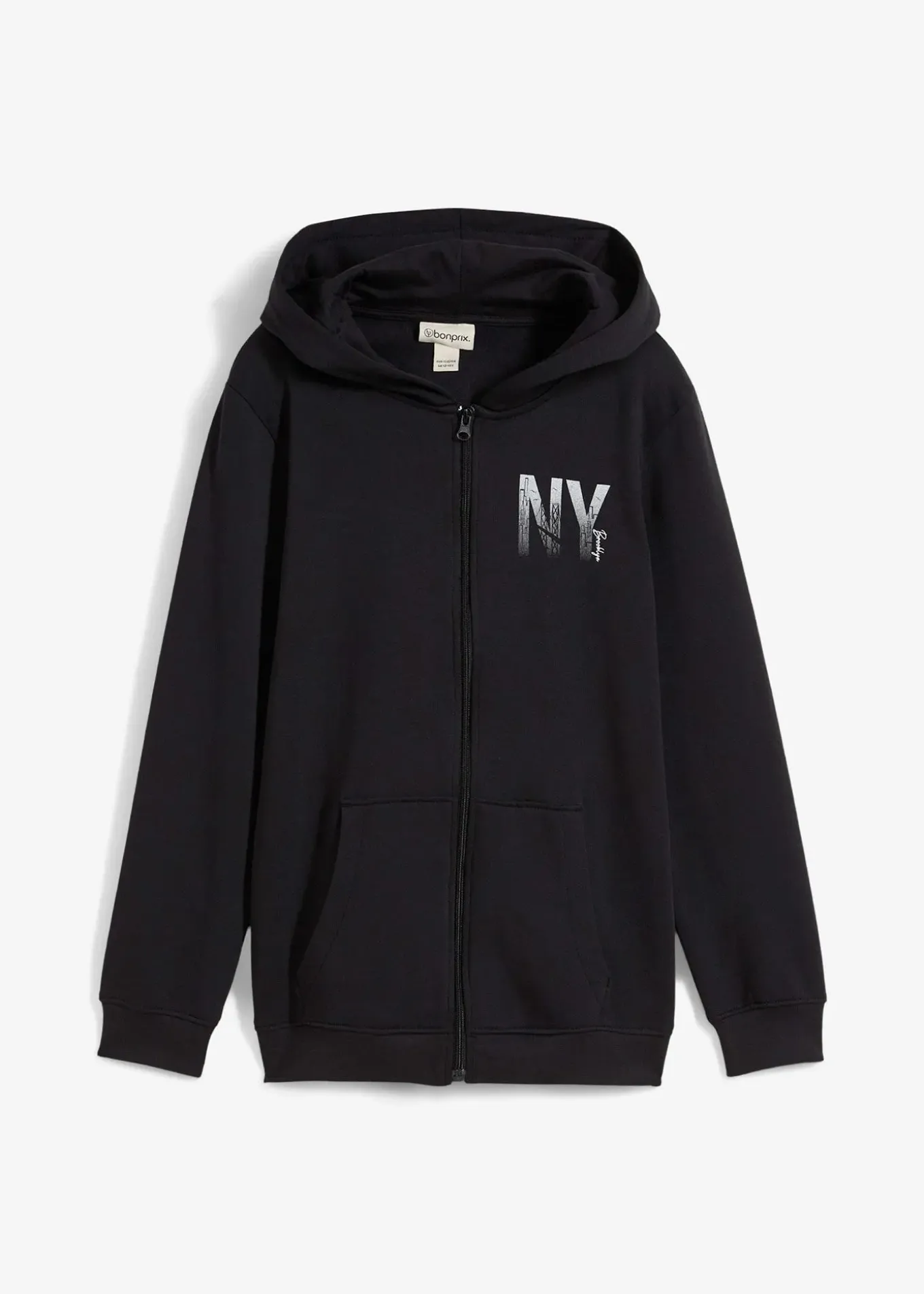 Sweat zippé à capuche en coton mélangé