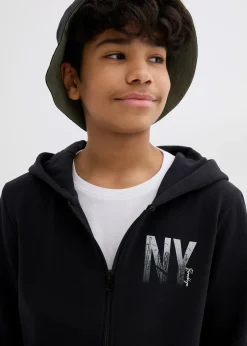 Sweat zippé à capuche en coton mélangé