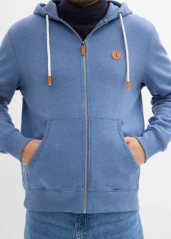 Sweat zippé à capuche et détails enduits