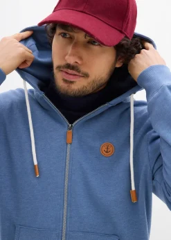 Sweat zippé à capuche et détails enduits