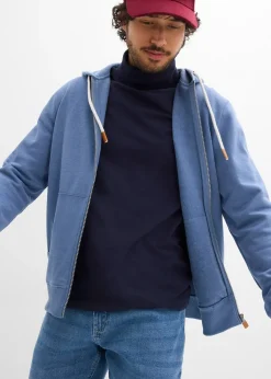 Sweat zippé à capuche et détails enduits