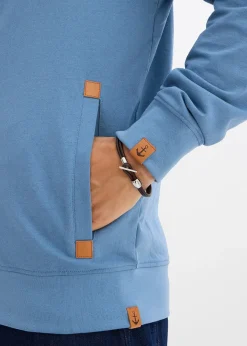 Sweat zippé à capuche et détails enduits