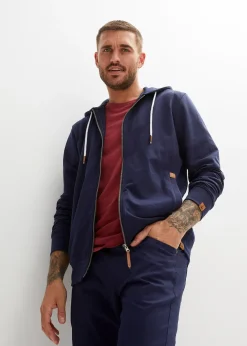 Sweat zippé à capuche et détails enduits