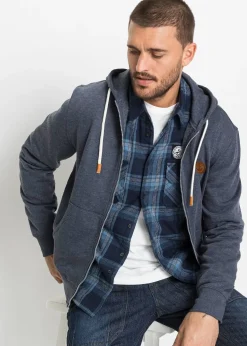 Sweat zippé à capuche et détails enduits